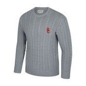 USC Trojans Unisex SC Interlock Gray Renew Cable Knit Sweater